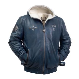 Куртка с капюшоном меховая Iconic blue-white